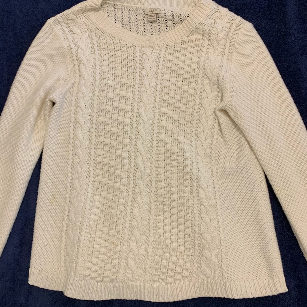 J. Crew white cable knit sweater